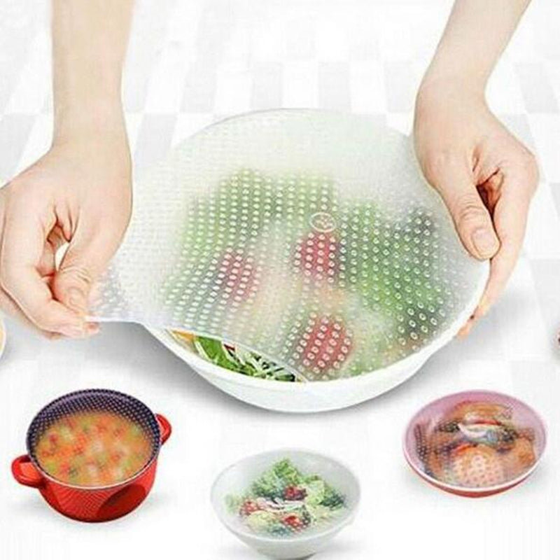 4Pcs/lot Reusable Silicone Wrap Seal Food