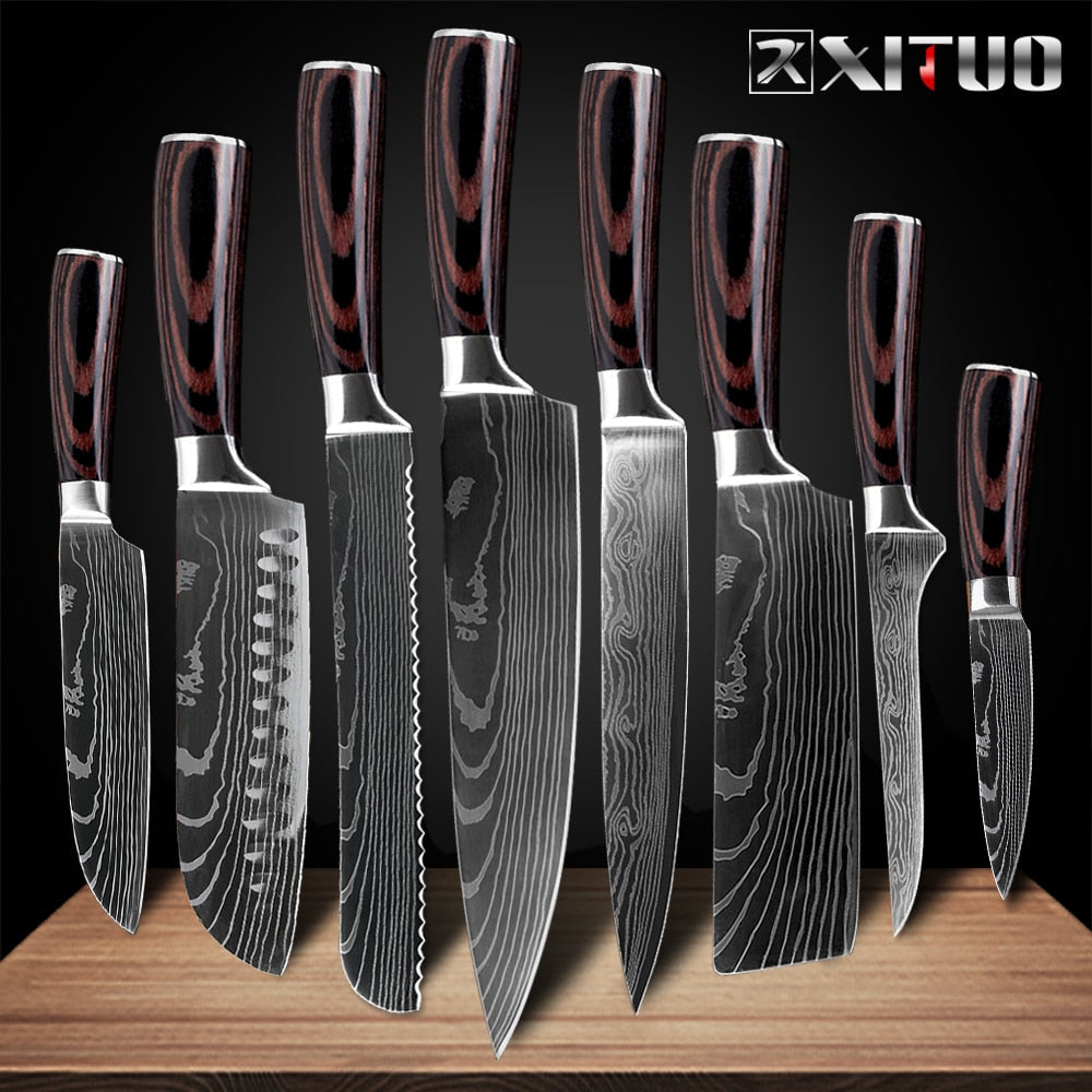 8"inch  knives Laser Damascus