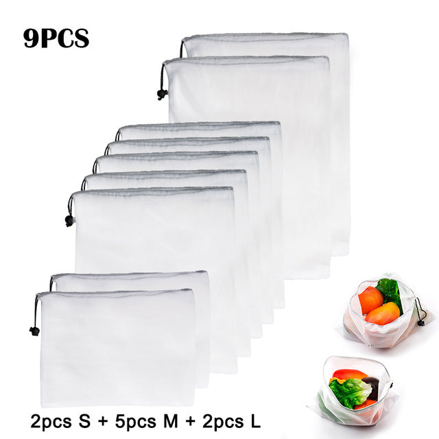 15pcs Reusable Vegetable Fruit Mesh Produce Bags
