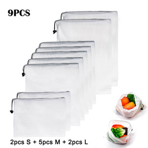15pcs Reusable Vegetable Fruit Mesh Produce Bags