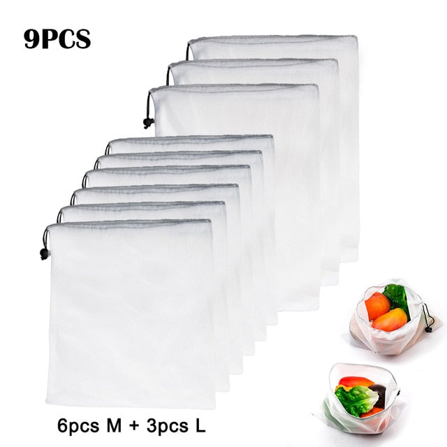 15pcs Reusable Vegetable Fruit Mesh Produce Bags