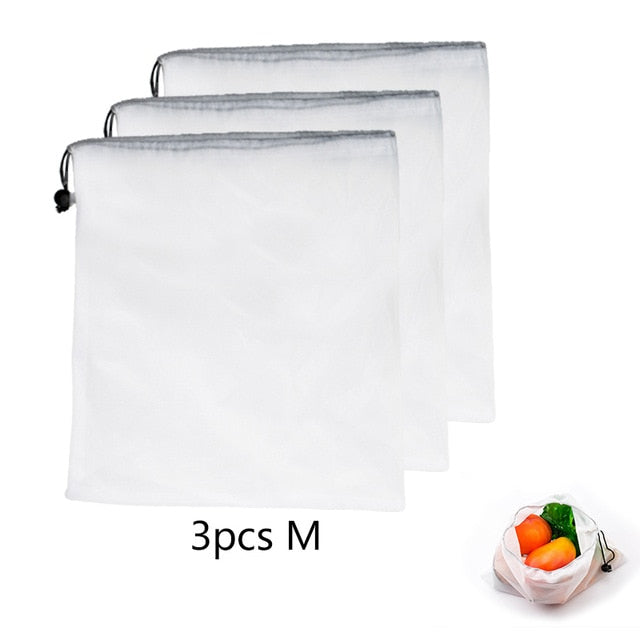15pcs Reusable Vegetable Fruit Mesh Produce Bags