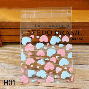 50pcs Cute Cartoon Plastic Adhesive Pouch Bags