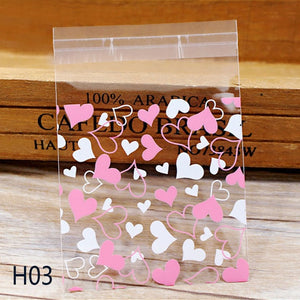 50pcs Cute Cartoon Plastic Adhesive Pouch Bags