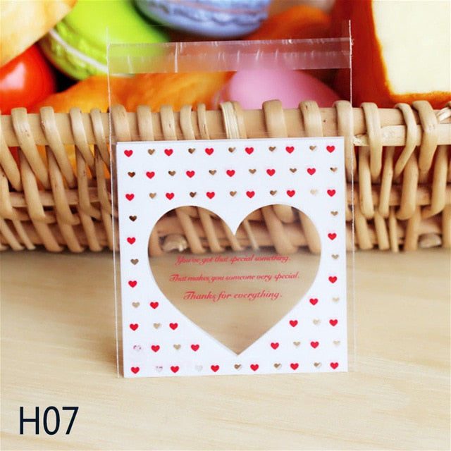 50pcs Cute Cartoon Plastic Adhesive Pouch Bags