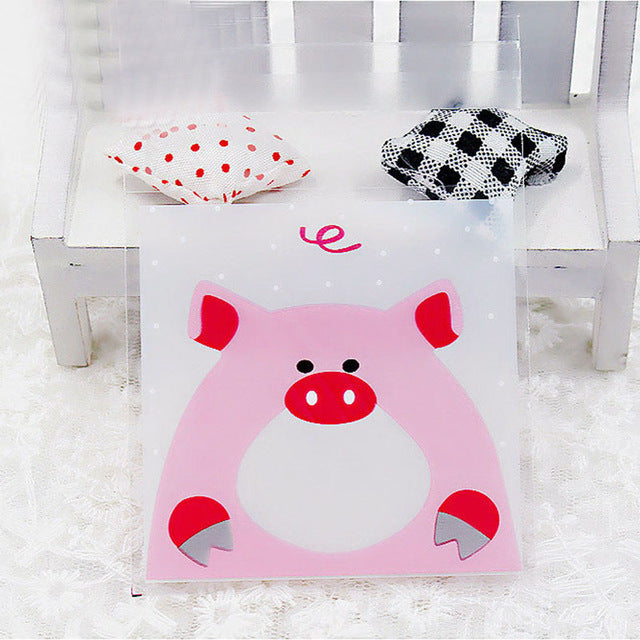 50pcs Cute Cartoon Plastic Adhesive Pouch Bags