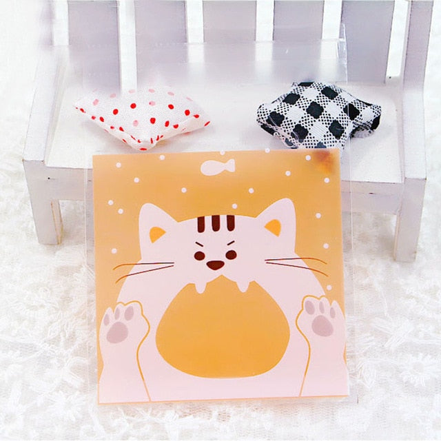 50pcs Cute Cartoon Plastic Adhesive Pouch Bags