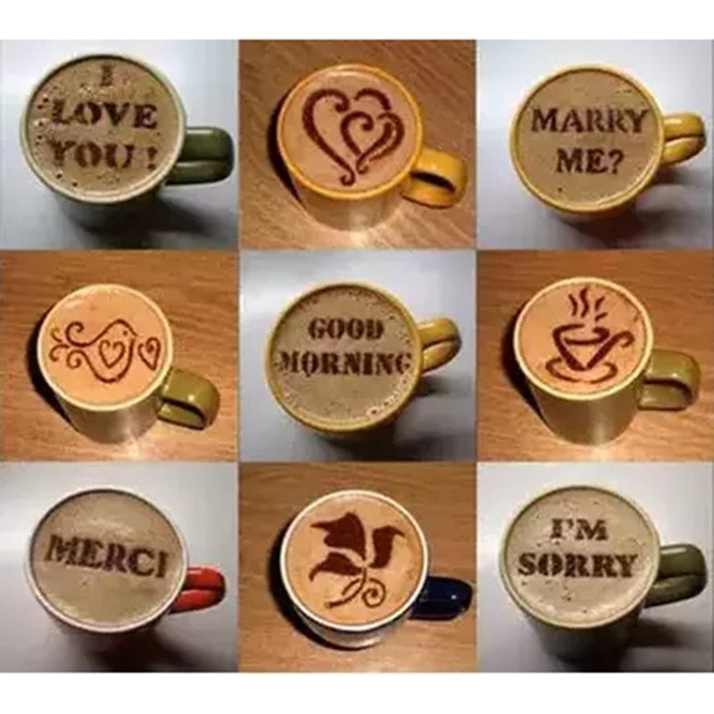 16Pcs Coffee Cake Plastic Stencil Decoration