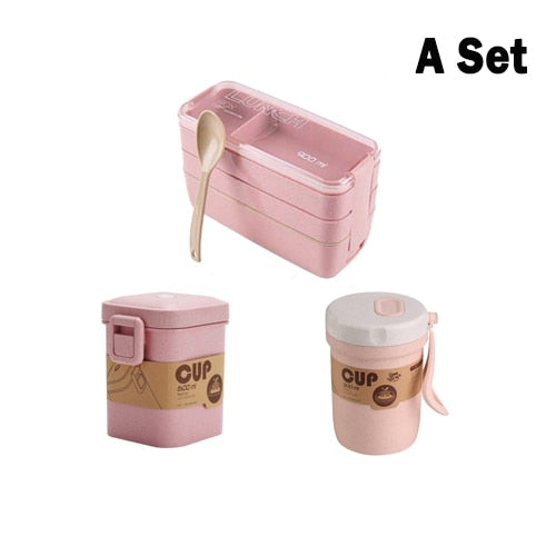 900 ml Portable Healthy Material Lunch Box 3 Layer