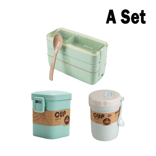 900 ml Portable Healthy Material Lunch Box 3 Layer