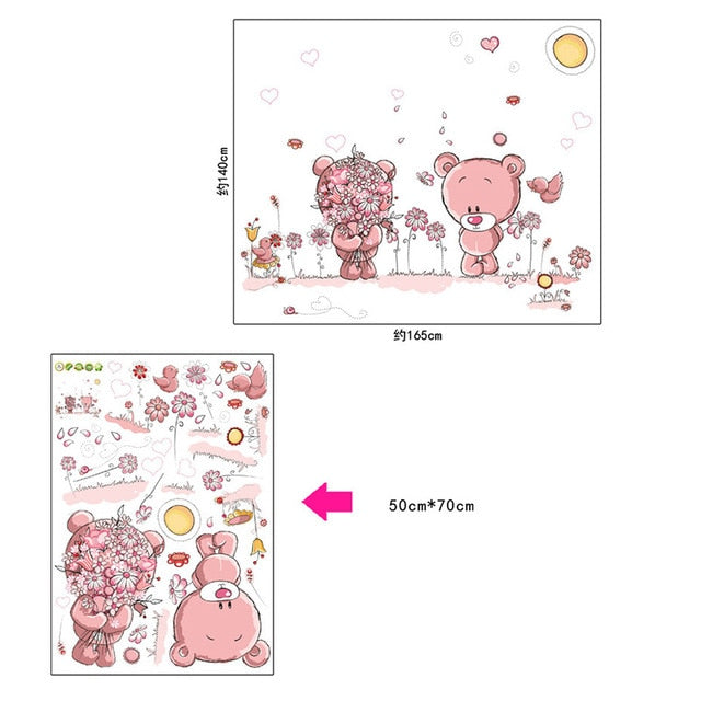 Cartoon Cute Bear Animals Wall Stickers for Kids Room