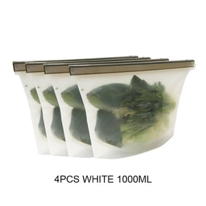 4PCS 1000ml /1500ml Silicone Bag Reusable