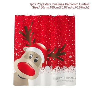 3pcs Fancy Santa Claus Rug Seat Bathroom