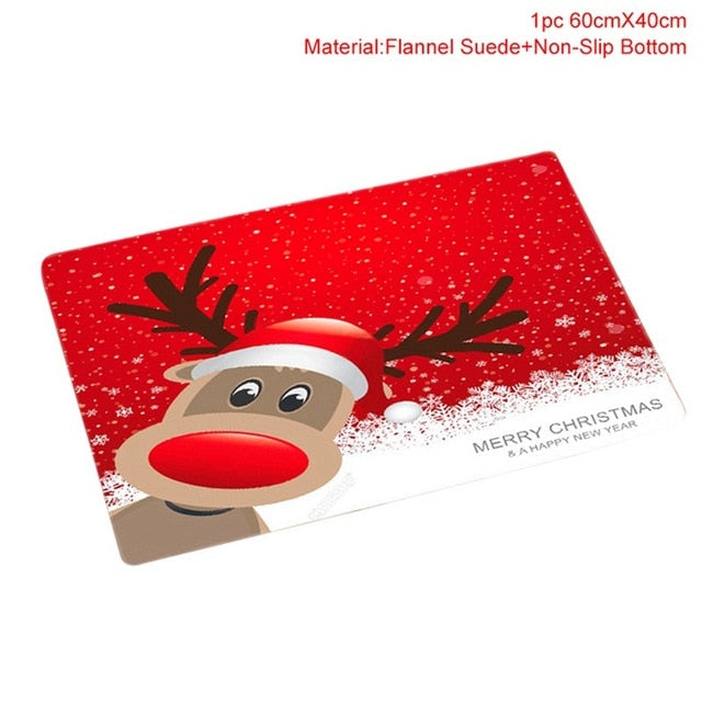 3pcs Fancy Santa Claus Rug Seat Bathroom
