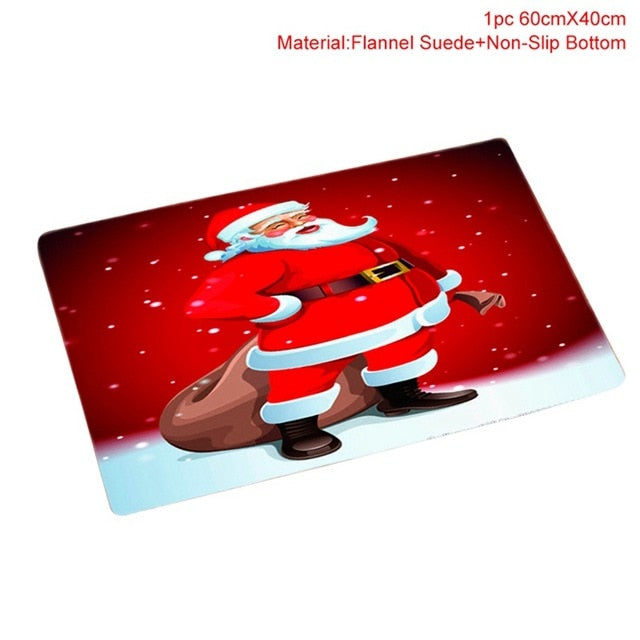 3pcs Fancy Santa Claus Rug Seat Bathroom