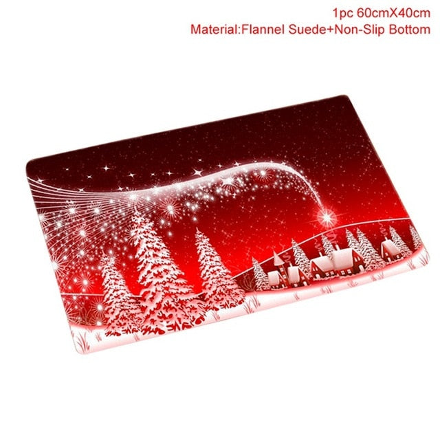 3pcs Fancy Santa Claus Rug Seat Bathroom