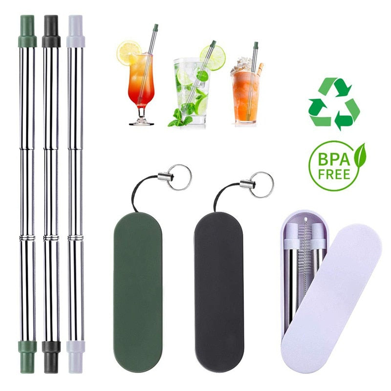 Portable Drinking Reusable Metal Straws