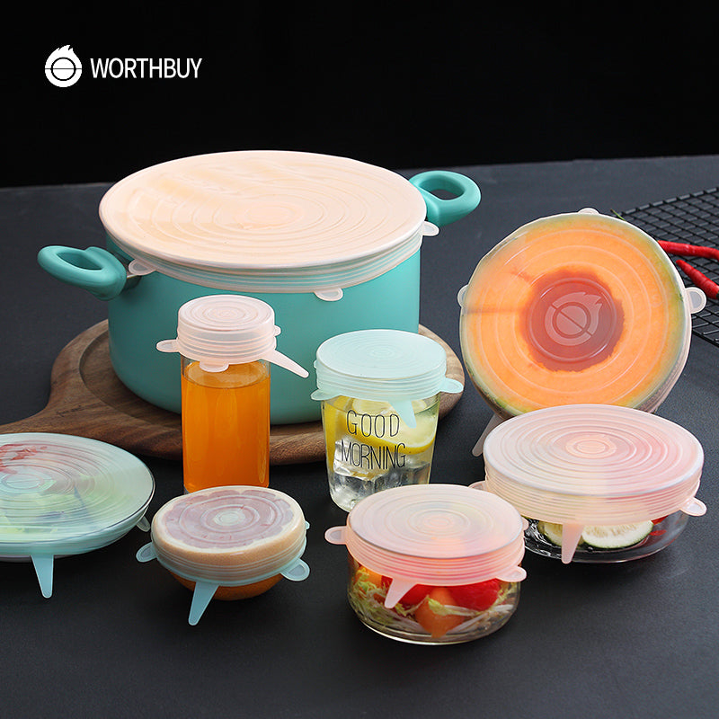 6 Pcs/ Set Universal Food Silicone Cover