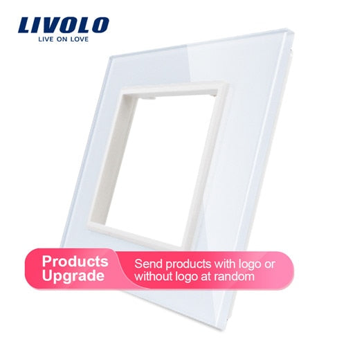 Livolo Luxury White Pearl Crystal Glass, 80mm*80mm, EU standard, Single Glass Panel For Wall Switch Socket,VL-C7-SR-11