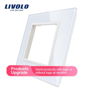 Livolo Luxury White Pearl Crystal Glass, 80mm*80mm, EU standard, Single Glass Panel For Wall Switch Socket,VL-C7-SR-11