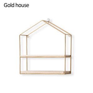 Nordic Iron Hexagonal Grid Wall Shelf Decorative Storage Rack