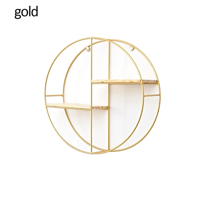 Nordic Iron Hexagonal Grid Wall Shelf Decorative Storage Rack