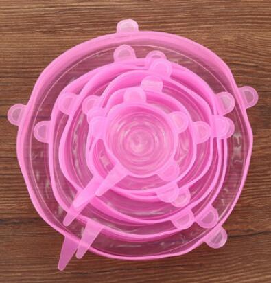 6pcs Silicone Stretch Lids Reusable Food