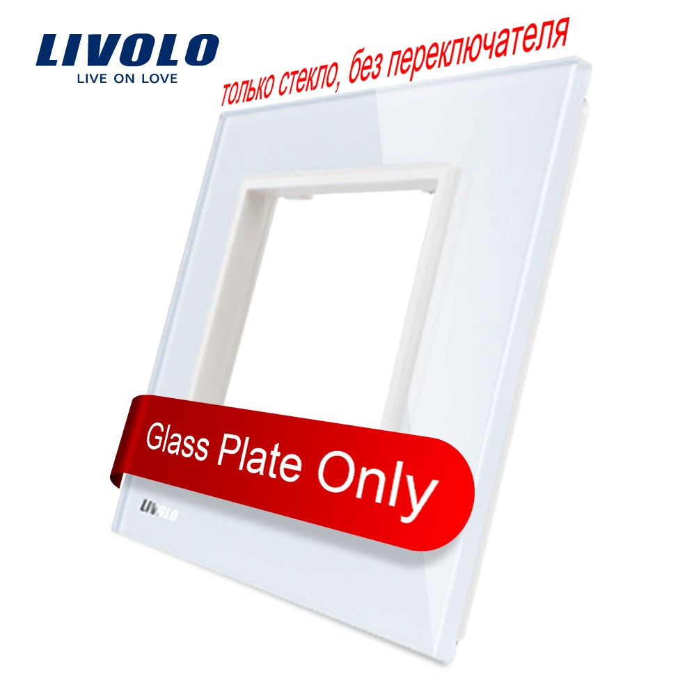 Livolo Luxury White Pearl Crystal Glass, 80mm*80mm, EU standard, Single Glass Panel For Wall Switch Socket,VL-C7-SR-11