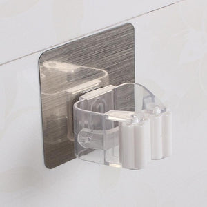 Wall Mounted Mop Organizer Holder Rack Self Sticking