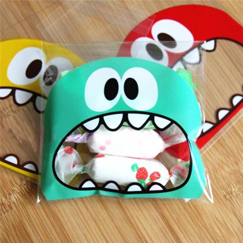 50Pcs Cute Big Teech Mouth Monster Plastic Bag