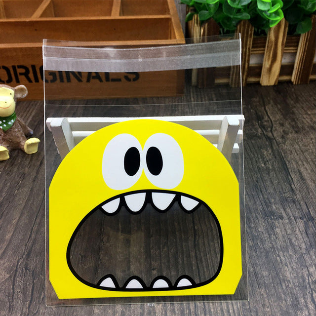 50Pcs Cute Big Teech Mouth Monster Plastic Bag