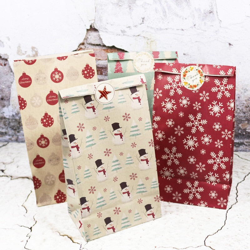 5pcs Snowflake Merry Christmas Paper Bag