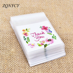 50/100Pcs Plastic Bags Thank you Cookie&Candy Bag
