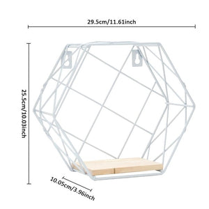 Iron Hexagonal Grid Wall Shelf Combination Wall Hanging Geometric Figure For Wall Decoration