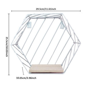 Iron Hexagonal Grid Wall Shelf Combination Wall Hanging Geometric Figure For Wall Decoration