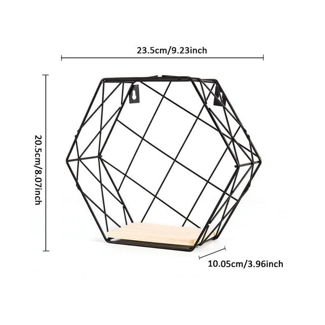 Iron Hexagonal Grid Wall Shelf Combination Wall Hanging Geometric Figure For Wall Decoration