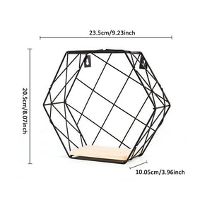 Iron Hexagonal Grid Wall Shelf Combination Wall Hanging Geometric Figure For Wall Decoration