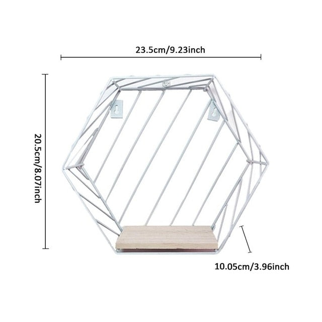 Iron Hexagonal Grid Wall Shelf Combination Wall Hanging Geometric Figure For Wall Decoration