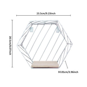Iron Hexagonal Grid Wall Shelf Combination Wall Hanging Geometric Figure For Wall Decoration
