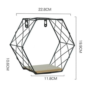 Iron Hexagonal Grid Wall Shelf Combination Wall Hanging Geometric Figure For Wall Decoration