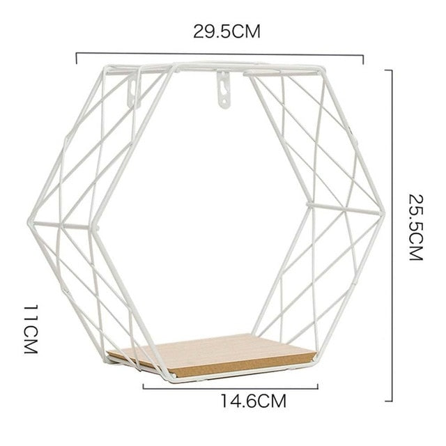 Iron Hexagonal Grid Wall Shelf Combination Wall Hanging Geometric Figure For Wall Decoration