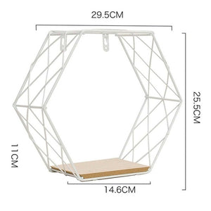 Iron Hexagonal Grid Wall Shelf Combination Wall Hanging Geometric Figure For Wall Decoration