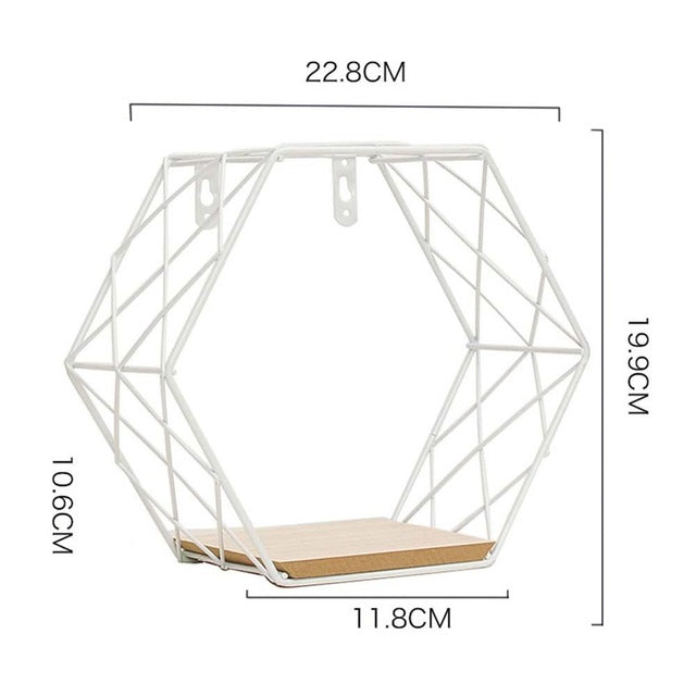 Iron Hexagonal Grid Wall Shelf Combination Wall Hanging Geometric Figure For Wall Decoration