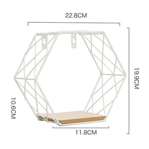 Iron Hexagonal Grid Wall Shelf Combination Wall Hanging Geometric Figure For Wall Decoration
