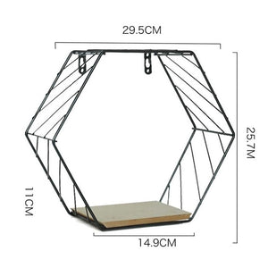 Iron Hexagonal Grid Wall Shelf Combination Wall Hanging Geometric Figure For Wall Decoration