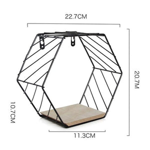 Iron Hexagonal Grid Wall Shelf Combination Wall Hanging Geometric Figure For Wall Decoration