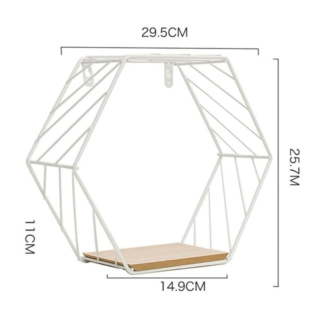 Iron Hexagonal Grid Wall Shelf Combination Wall Hanging Geometric Figure For Wall Decoration