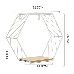 Iron Hexagonal Grid Wall Shelf Combination Wall Hanging Geometric Figure For Wall Decoration