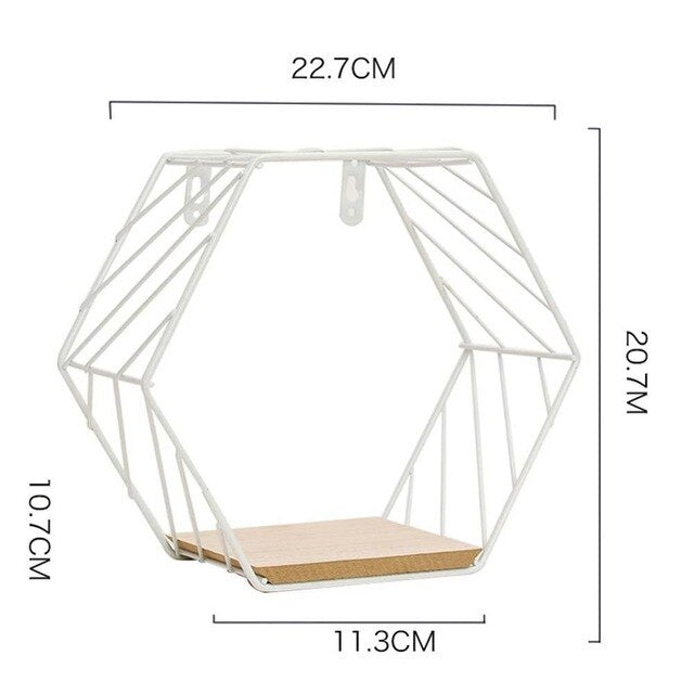 Iron Hexagonal Grid Wall Shelf Combination Wall Hanging Geometric Figure For Wall Decoration