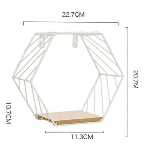 Iron Hexagonal Grid Wall Shelf Combination Wall Hanging Geometric Figure For Wall Decoration